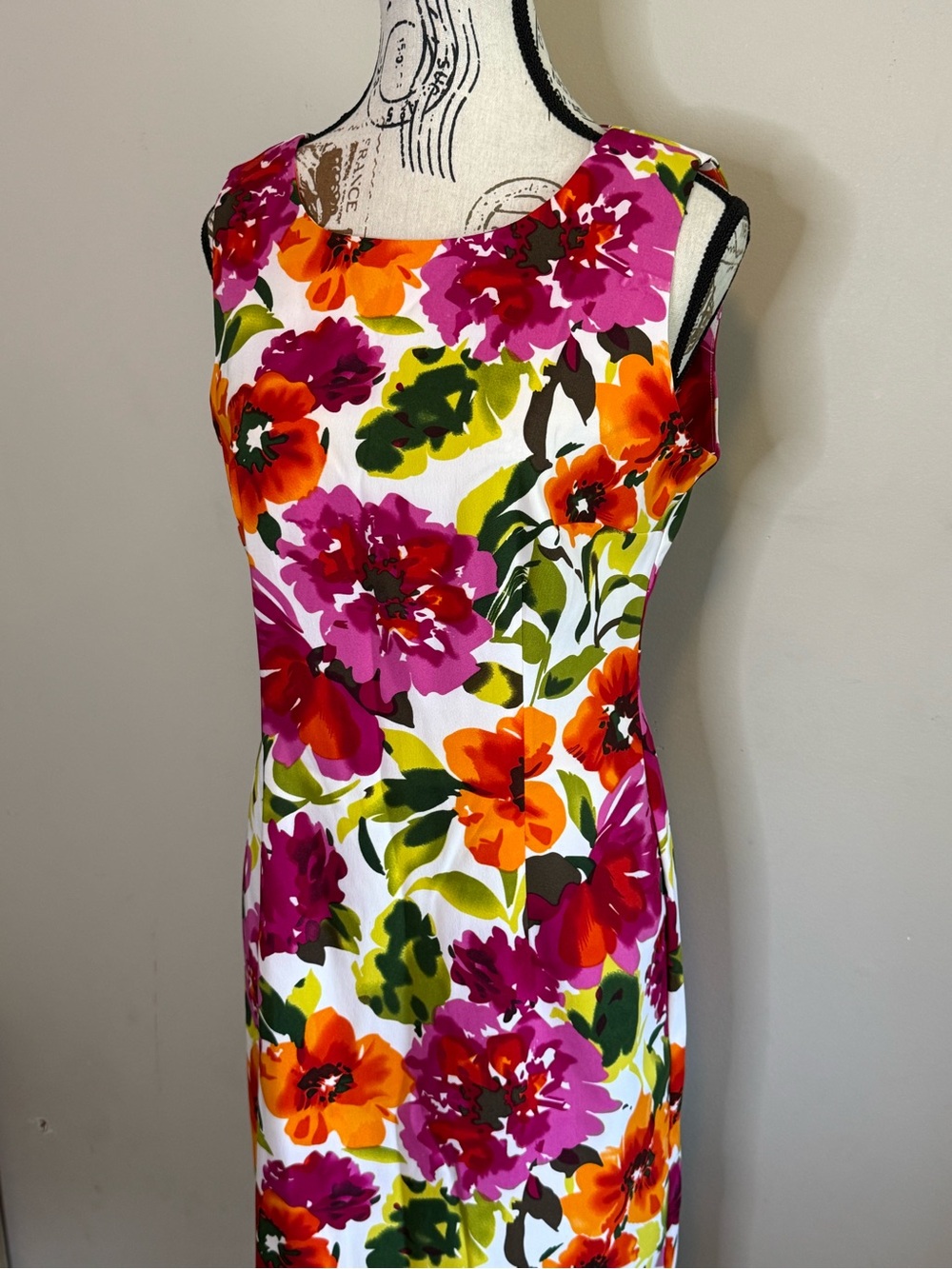 Ronni Nicole Vibrant Floral Midi Dress - Fuchsia, Orange & Green - Size 8 - Picture 3 of 6